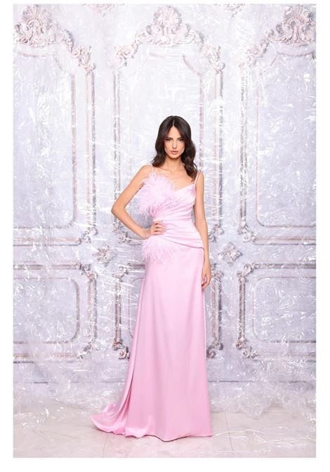 Long dress with feathered bodice GAI MATTIOLO | dress | LV14701127
